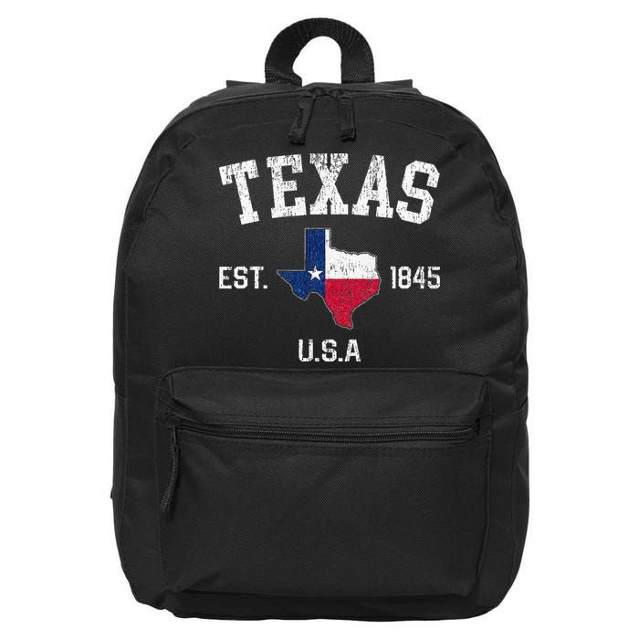 Texas Est 1845 Texas State Flag Map Texan Pride 16 in Basic Backpack