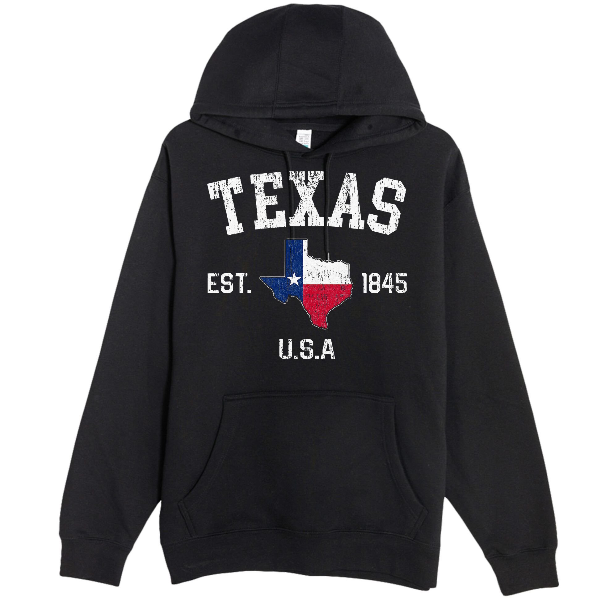 Texas Est 1845 Texas State Flag Map Texan Pride Premium Pullover Hoodie