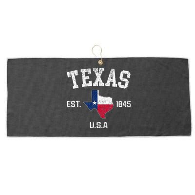 Texas Est 1845 Texas State Flag Map Texan Pride Large Microfiber Waffle Golf Towel