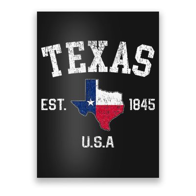 Texas Est 1845 Texas State Flag Map Texan Pride Poster