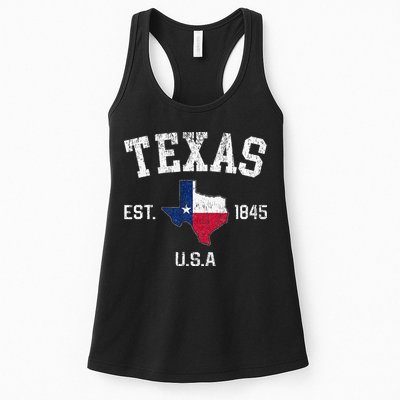 Texas Est 1845 Texas State Flag Map Texan Pride Womens Tank Top