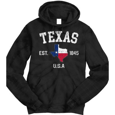 Texas Est 1845 Texas State Flag Map Texan Pride Tie Dye Hoodie
