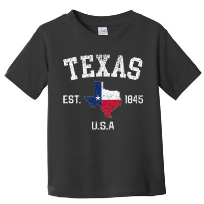 Texas Est 1845 Texas State Flag Map Texan Pride Toddler T-Shirt