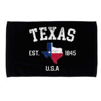 Texas Est 1845 Texas State Flag Map Texan Pride Microfiber Hand Towel