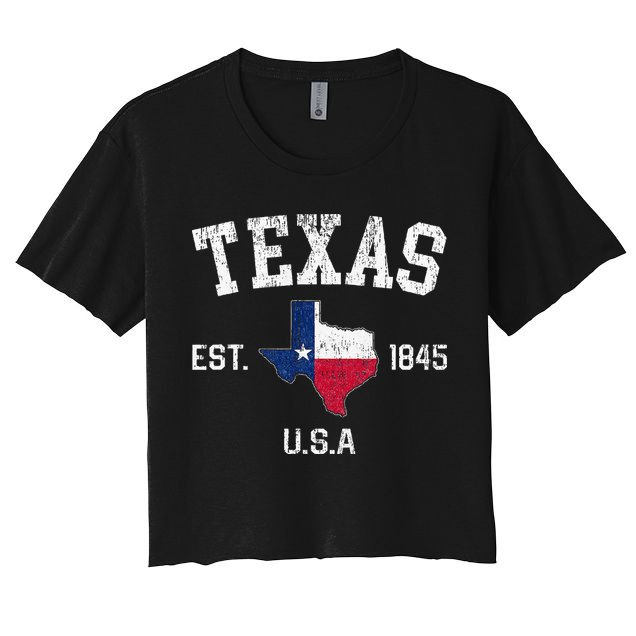 Texas Est 1845 Texas State Flag Map Texan Pride Crop Top