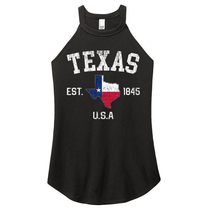 Texas Est 1845 Texas State Flag Map Texan Pride Women's Perfect Tri Rocker Tank