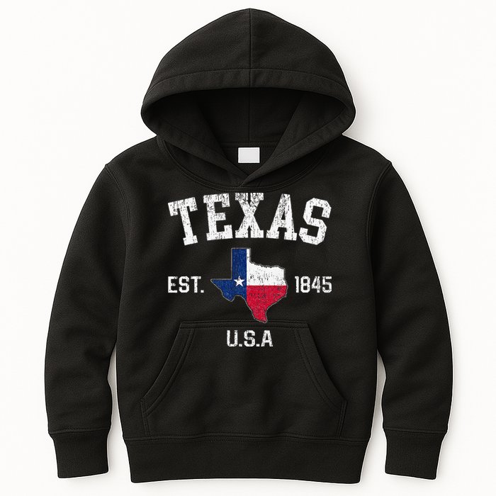 Texas Est 1845 Texas State Flag Map Texan Pride Kids Hoodie