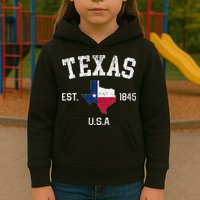 Texas Est 1845 Texas State Flag Map Texan Pride Kids Hoodie