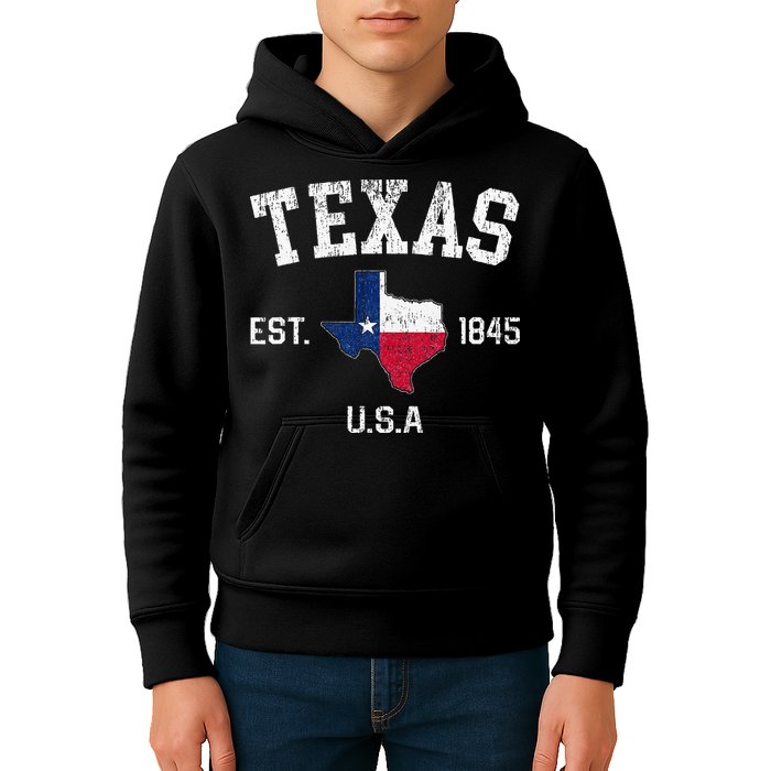 Texas Est 1845 Texas State Flag Map Texan Pride Kids Hoodie