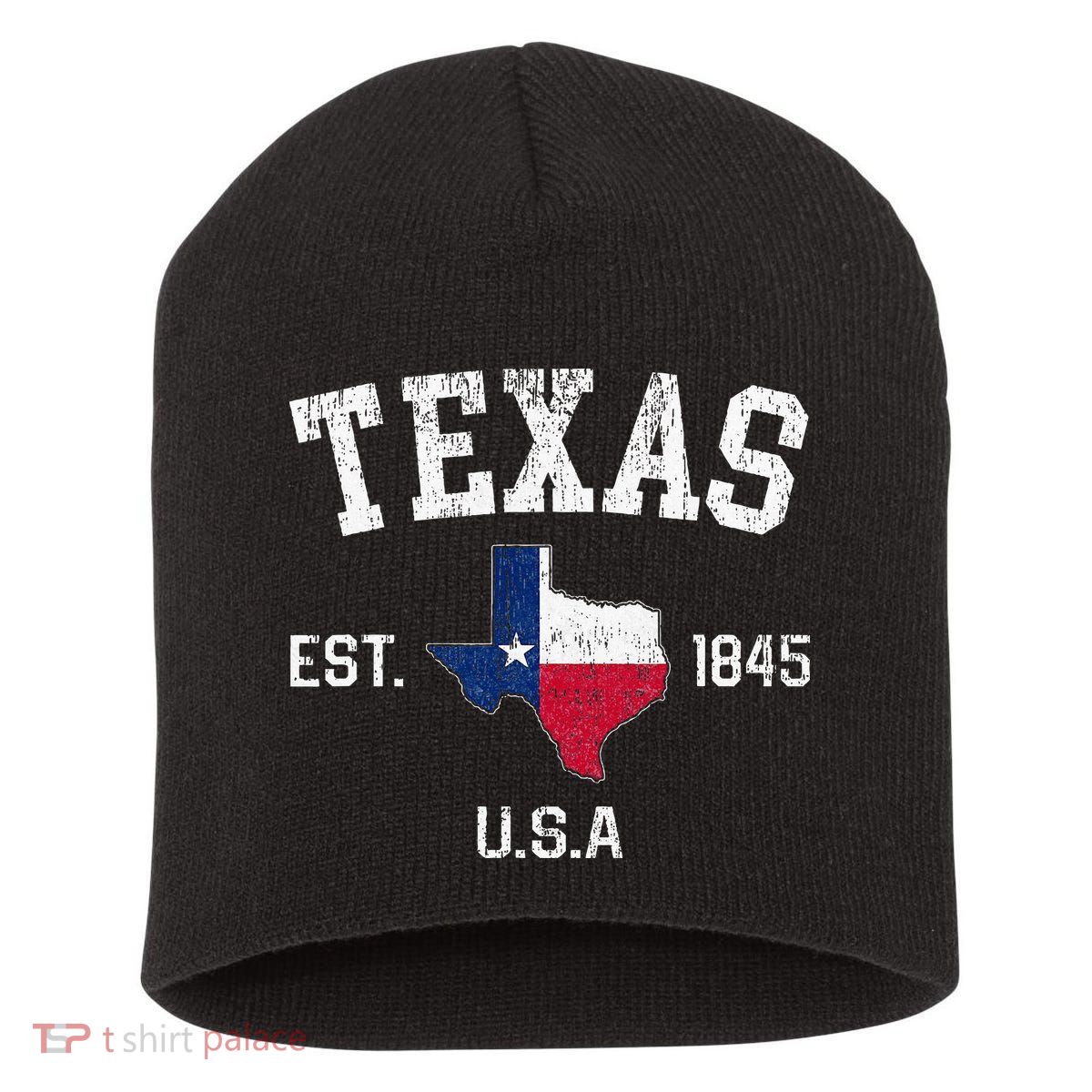 Texas Est 1845 Texas State Flag Map Texan Pride Short Acrylic Beanie