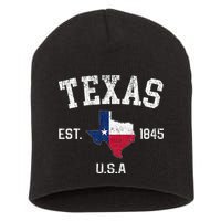 Texas Est 1845 Texas State Flag Map Texan Pride Short Acrylic Beanie