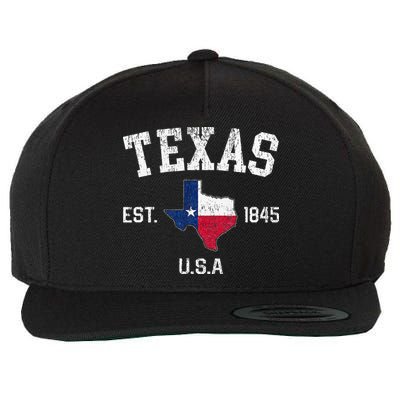 Texas Est 1845 Texas State Flag Map Texan Pride Wool Snapback Cap