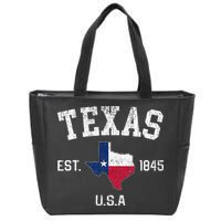 Texas Est 1845 Texas State Flag Map Texan Pride Zip Tote Bag