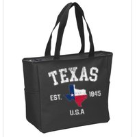 Texas Est 1845 Texas State Flag Map Texan Pride Zip Tote Bag