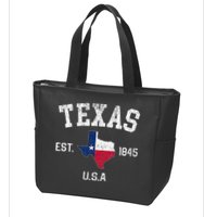 Texas Est 1845 Texas State Flag Map Texan Pride Zip Tote Bag