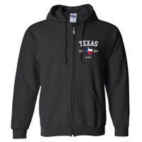 Texas Est 1845 Texas State Flag Map Texan Pride Full Zip Hoodie