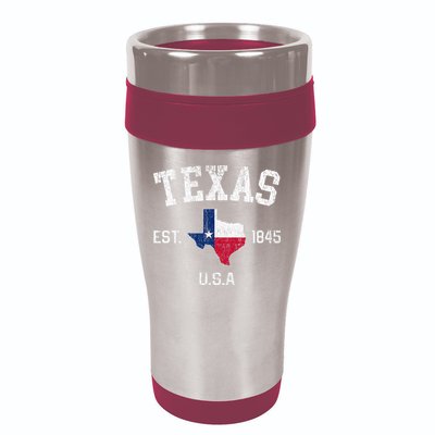 Texas Est 1845 Texas State Flag Map Texan Pride 16oz Travel Tumbler
