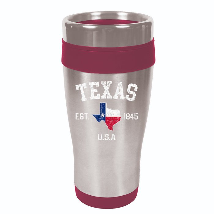 Texas Est 1845 Texas State Flag Map Texan Pride 16oz Travel Tumbler
