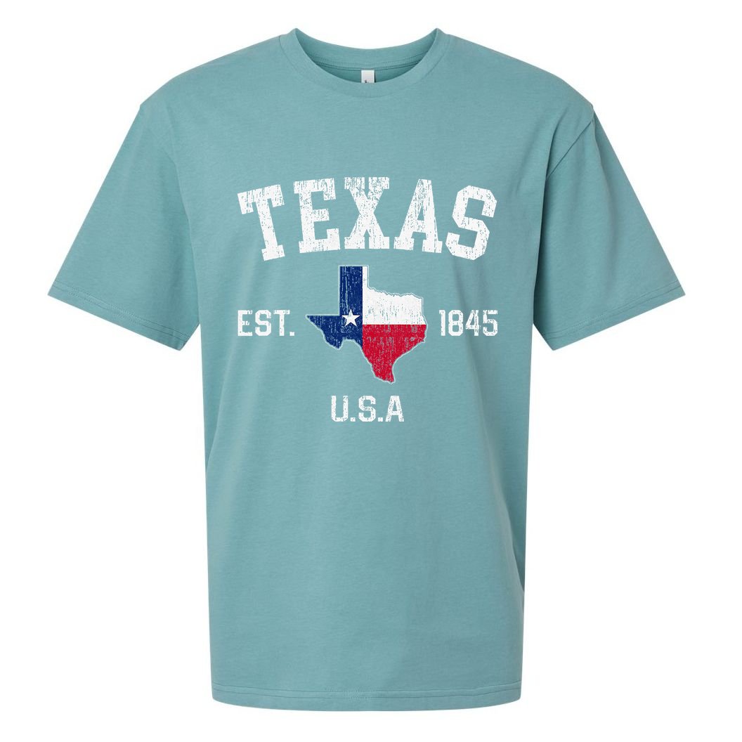 Texas Est 1845 Texas State Flag Map Texan Pride Sueded Cloud Jersey T-Shirt