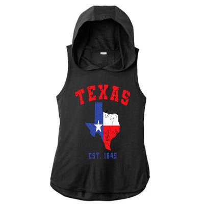 Texas Est. 1845 Texas Pride Home State Texan Ladies PosiCharge Tri-Blend Wicking Draft Hoodie Tank