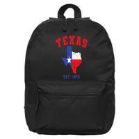 Texas Est. 1845 Texas Pride Home State Texan 16 in Basic Backpack