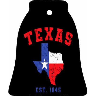 Texas Est. 1845 Texas Pride Home State Texan Ceramic Bell Ornament