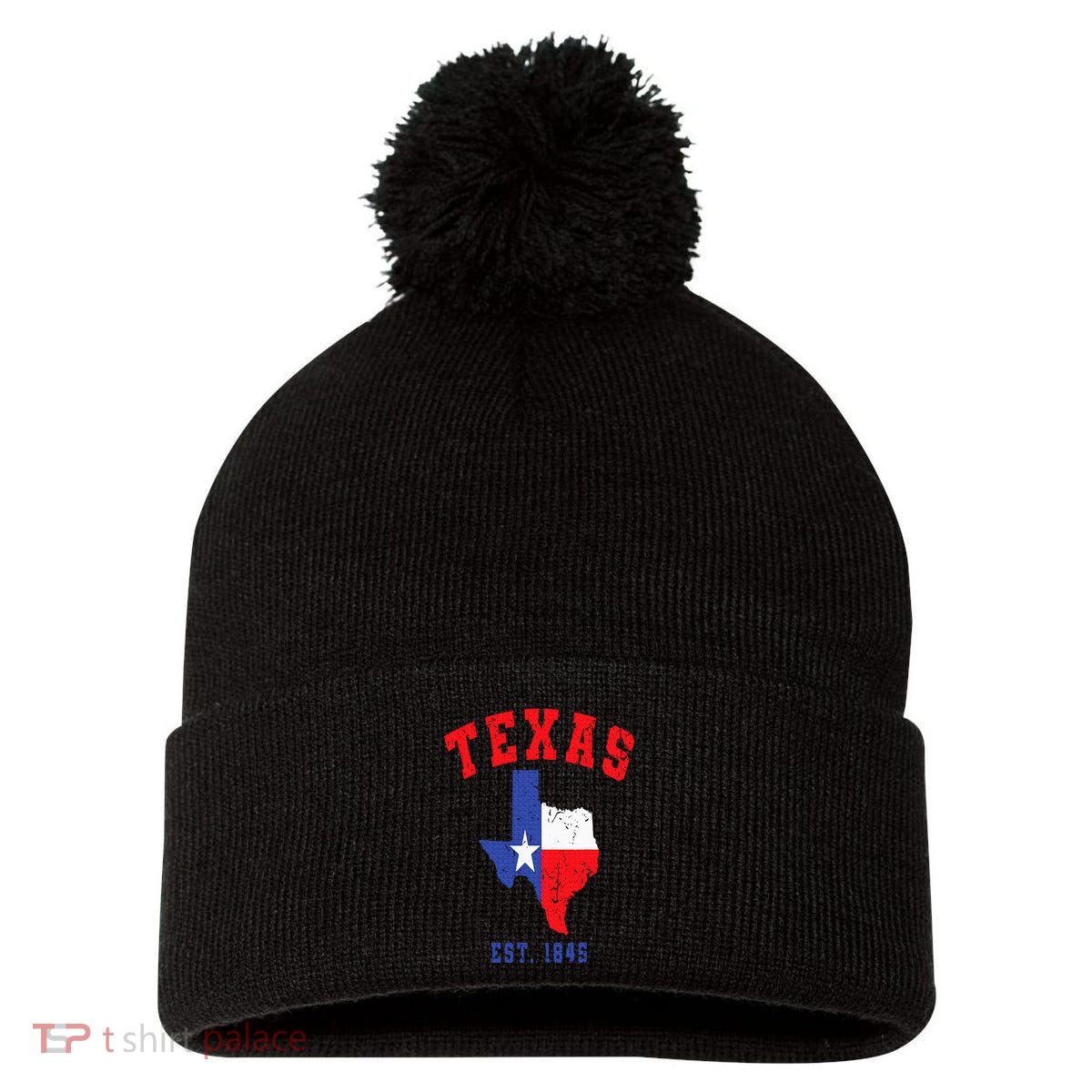 Texas Est. 1845 Texas Pride Home State Texan Pom Pom 12in Knit Beanie