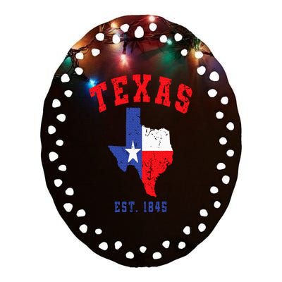 Texas Est. 1845 Texas Pride Home State Texan Ceramic Oval Ornament