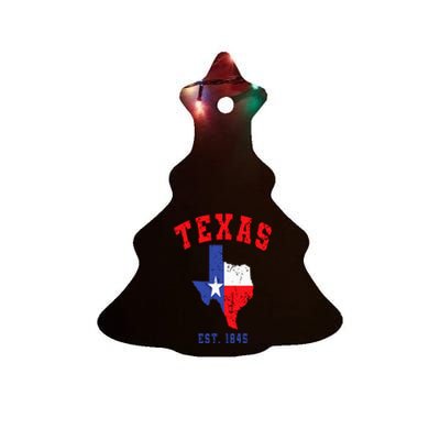 Texas Est. 1845 Texas Pride Home State Texan Ceramic Tree Ornament