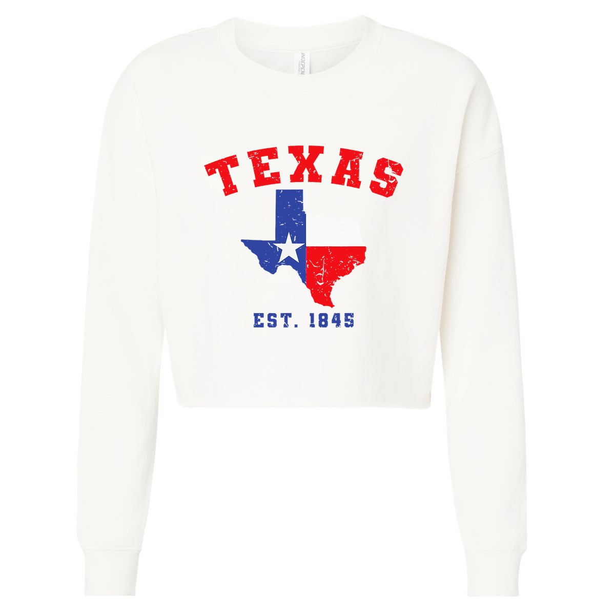 Texas Est. 1845 Texas Pride Home State Texan Cropped Pullover Crew
