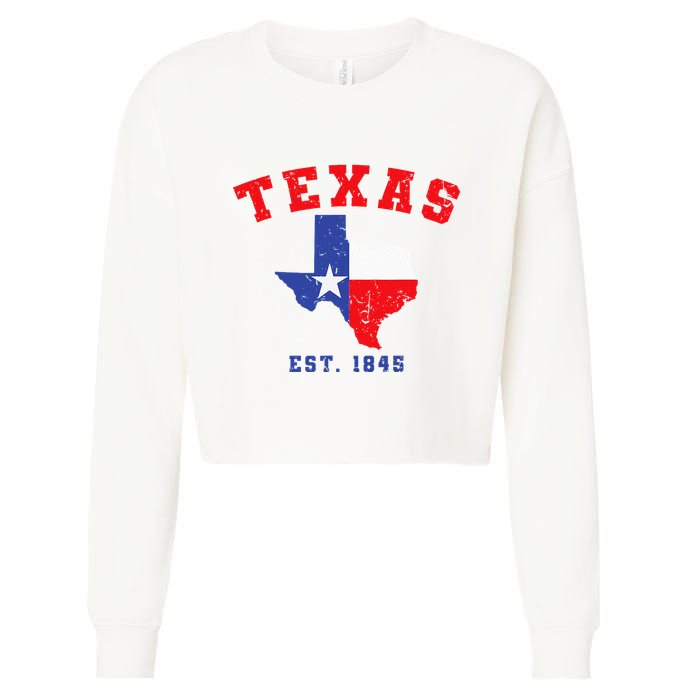 Texas Est. 1845 Texas Pride Home State Texan Cropped Pullover Crew