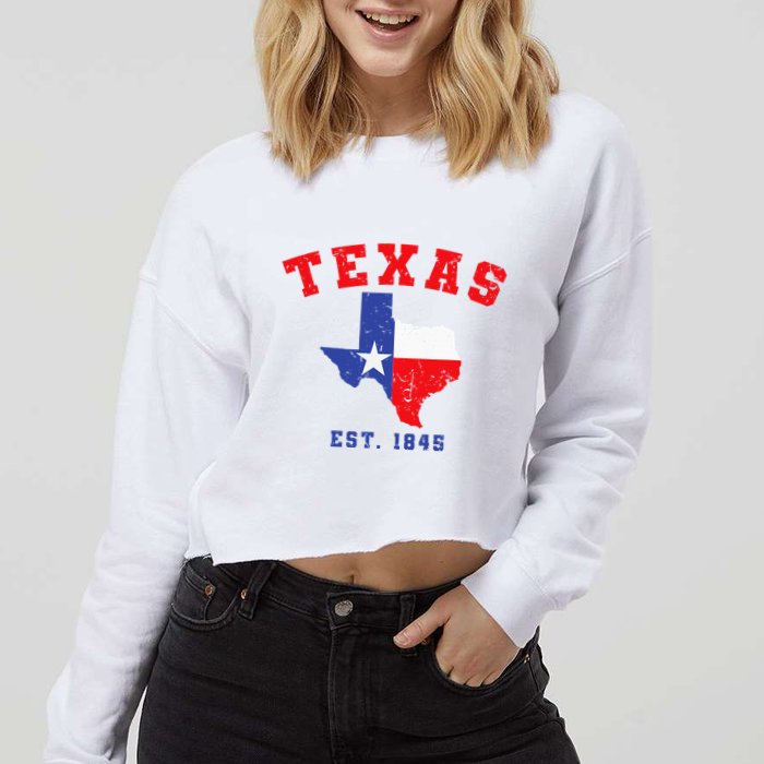 Texas Est. 1845 Texas Pride Home State Texan Cropped Pullover Crew