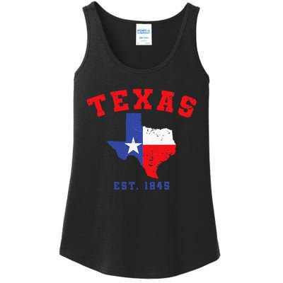 Texas Est. 1845 Texas Pride Home State Texan Ladies Essential Tank