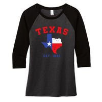 Texas Est. 1845 Texas Pride Home State Texan Women's Tri-Blend 3/4-Sleeve Raglan Shirt