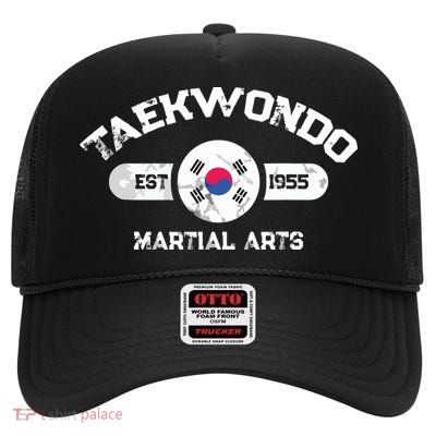 Taekwondo Established 1955 Tae Kwon Do Gift Martial Arts High Crown Mesh Back Trucker Hat
