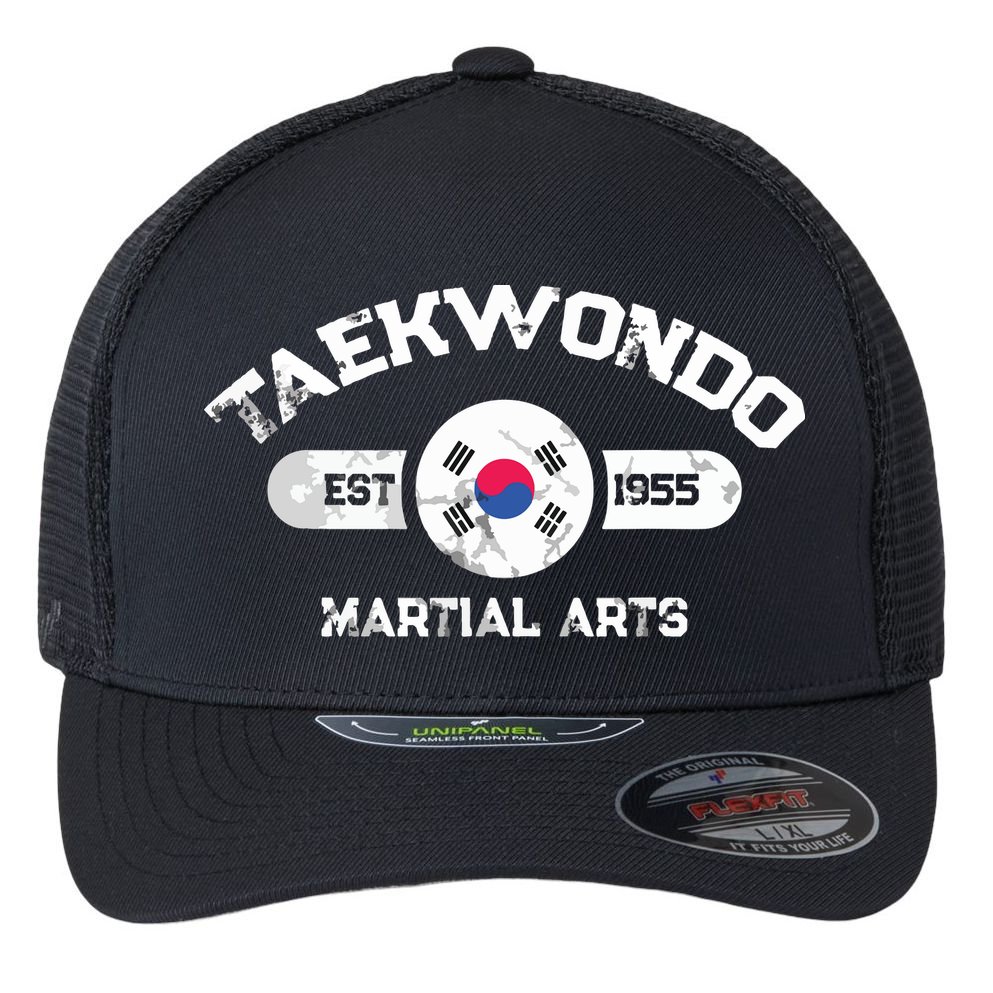 Taekwondo Established 1955 Tae Kwon Do Gift Martial Arts Flexfit Unipanel Trucker Cap
