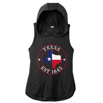 Texas Est 1845 Texan Home State Texas Pride Ladies PosiCharge Tri-Blend Wicking Draft Hoodie Tank