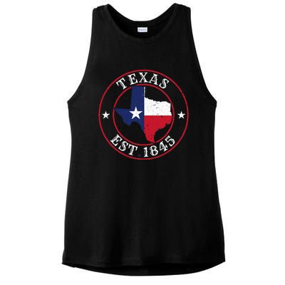 Texas Est 1845 Texan Home State Texas Pride Ladies PosiCharge Tri-Blend Wicking Tank