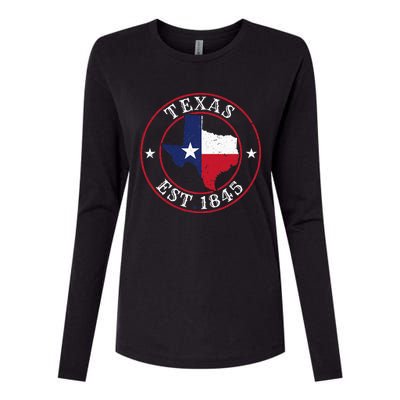 Texas Est 1845 Texan Home State Texas Pride Womens Cotton Relaxed Long Sleeve T-Shirt