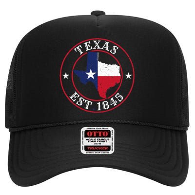 Texas Est 1845 Texan Home State Texas Pride High Crown Mesh Back Trucker Hat