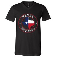 Texas Est 1845 Texan Home State Texas Pride V-Neck T-Shirt