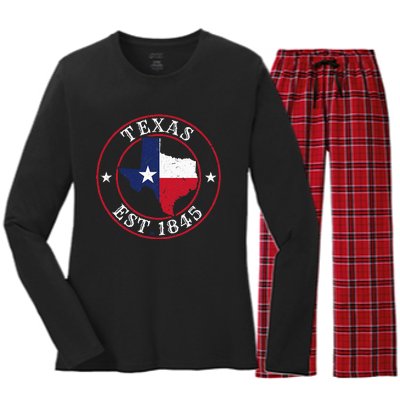 Texas Est 1845 Texan Home State Texas Pride Women's Long Sleeve Flannel Pajama Set 