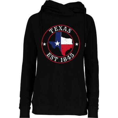 Texas Est 1845 Texan Home State Texas Pride Womens Funnel Neck Pullover Hood