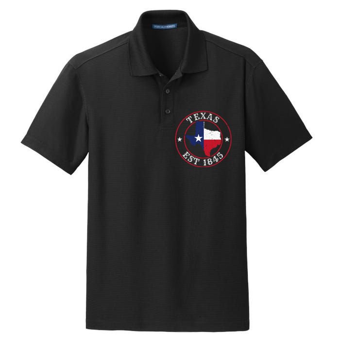 Texas Est 1845 Texan Home State Texas Pride Dry Zone Grid Polo