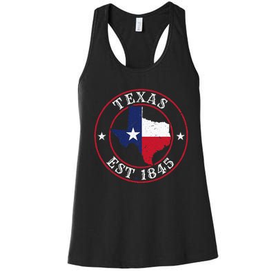 Texas Est 1845 Texan Home State Texas Pride Women's Racerback Tank