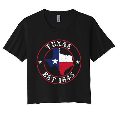 Texas Est 1845 Texan Home State Texas Pride Women's Crop Top Tee