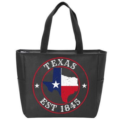 Texas Est 1845 Texan Home State Texas Pride Zip Tote Bag