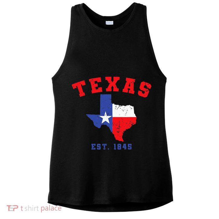 Texas Est 1845 Texas Pride Home State Texan Ladies PosiCharge Tri-Blend Wicking Tank