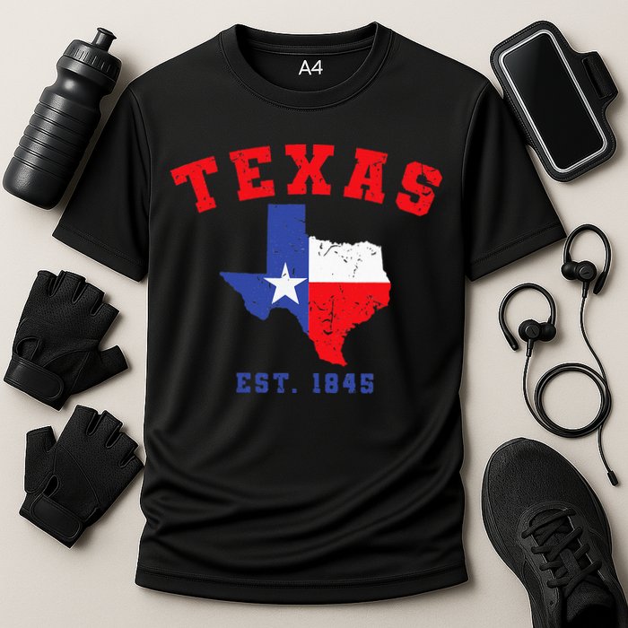 Texas Est 1845 Texas Pride Home State Texan Cooling Performance Crew T-Shirt
