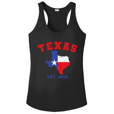 Texas Est 1845 Texas Pride Home State Texan Ladies PosiCharge Competitor Racerback Tank